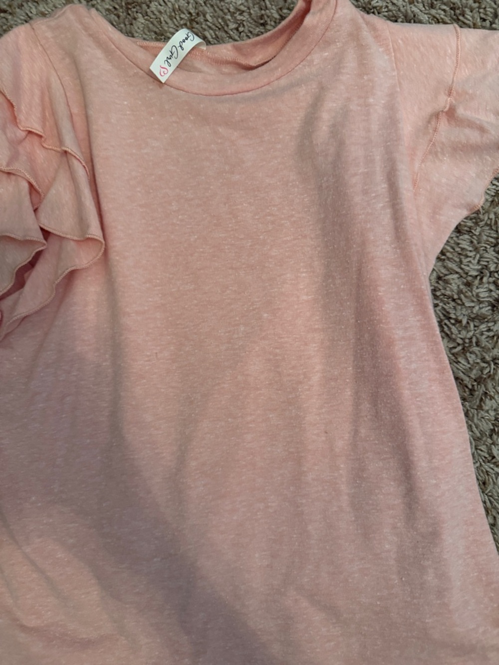 Soft Pink Ruffle Sleeve Tee